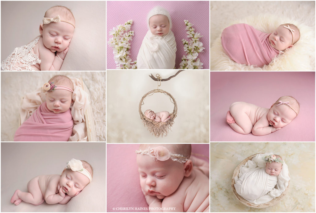 pink and ivory themed newborn portrait session in baton rouge, Louisiana photographed by cherilyn haines photography