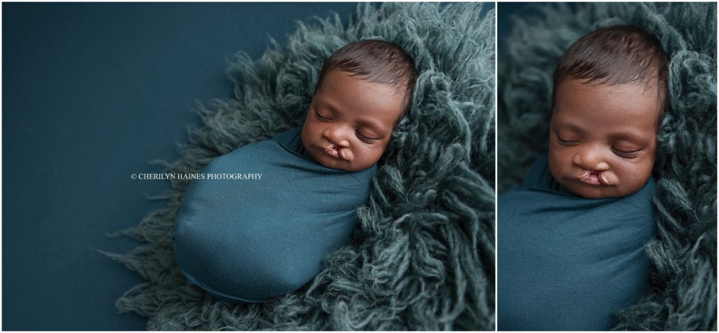 teal themed newborn portraits photographed in louisiana