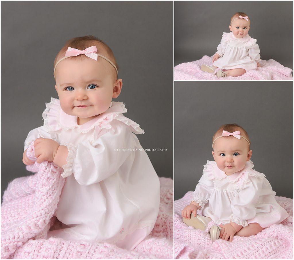 baby session with antique baby heirloom blanket