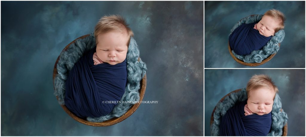 navy and teal themed newborn session in new orleans, louisiana