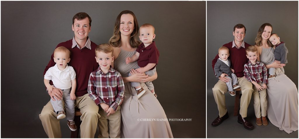 family portraits with 1 year old twins and big brother photographed by cherilyn haines photography in baton rouge, louisiana