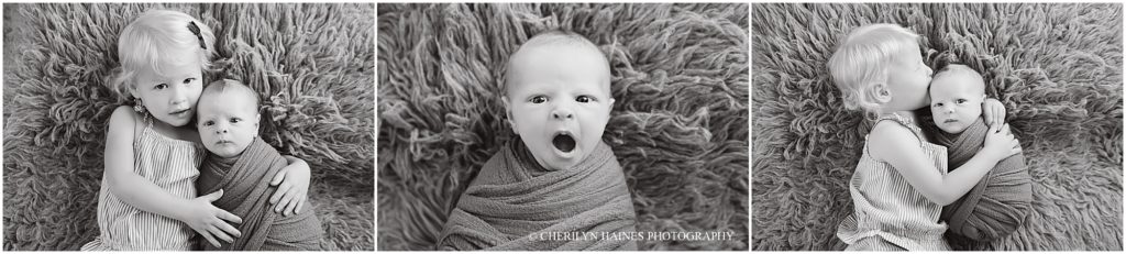 black and white pictures of newborn baby boy with big sister