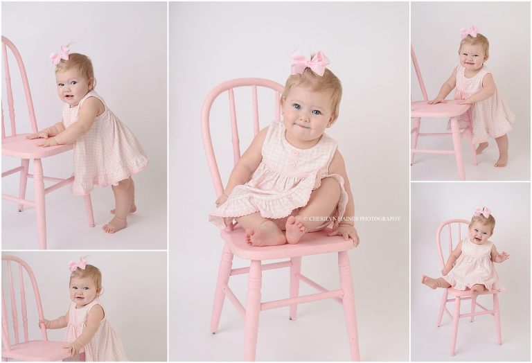 1 year portrait session in new orleans, louisiana with cherilyn haines photography; baby portraits on white backdrop