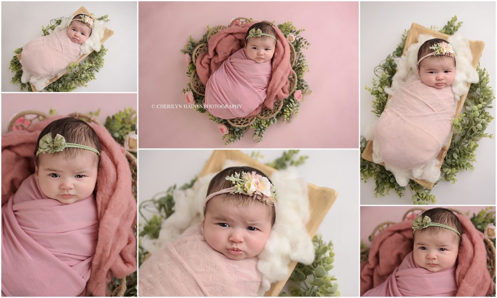 newborn session styled with pinks, whites, florals, and greenery in baton rouge, louisiana