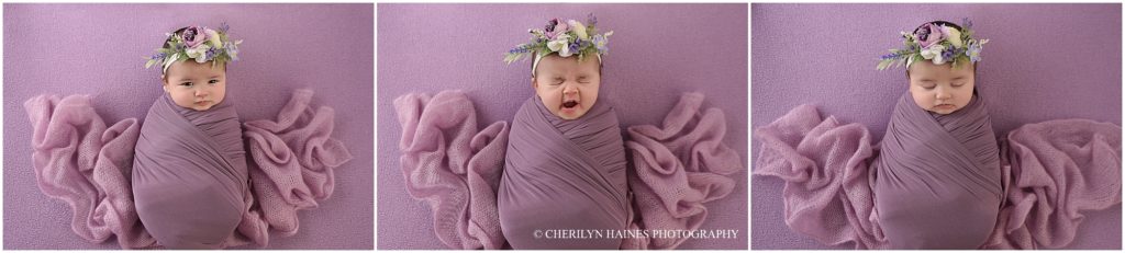 newborn portraits awake, yawning, and asleep