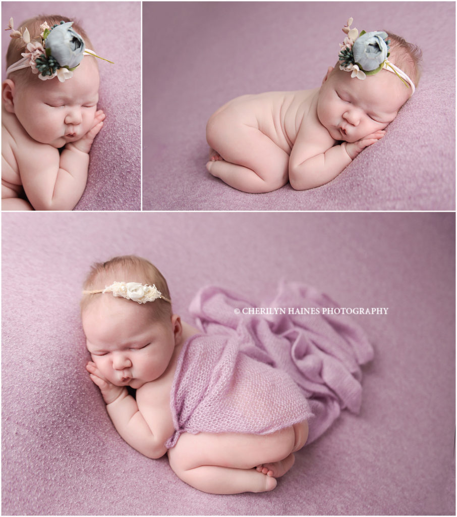 purple themed newborn portrait session in baton rouge, louisiana
