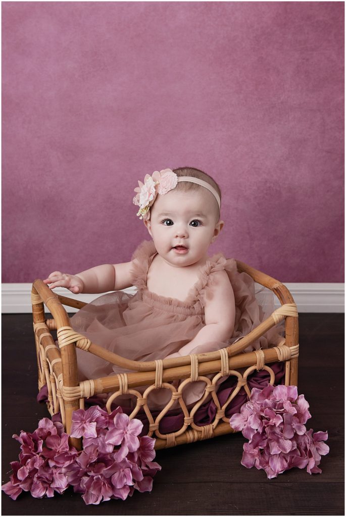 6 month old portraits of baby girl photographed by cherilyn haines photography