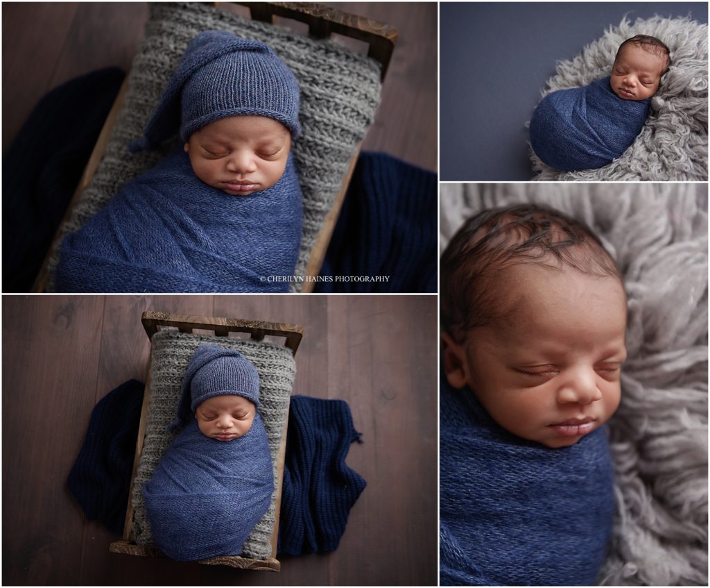 blue and gray themed newborn session in lake charles, louisiana