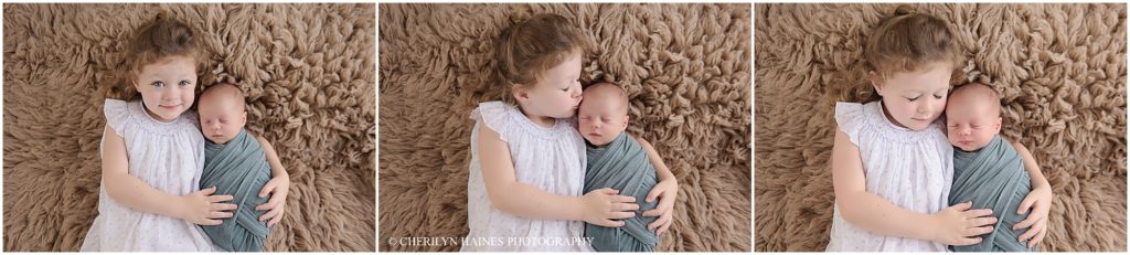 baton rouge, la newborn session; portraits of newborn baby boy with big sister