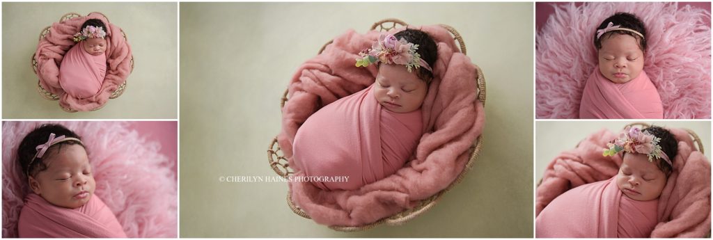 pink and green themed newborn session in baton rouge, louisiana 