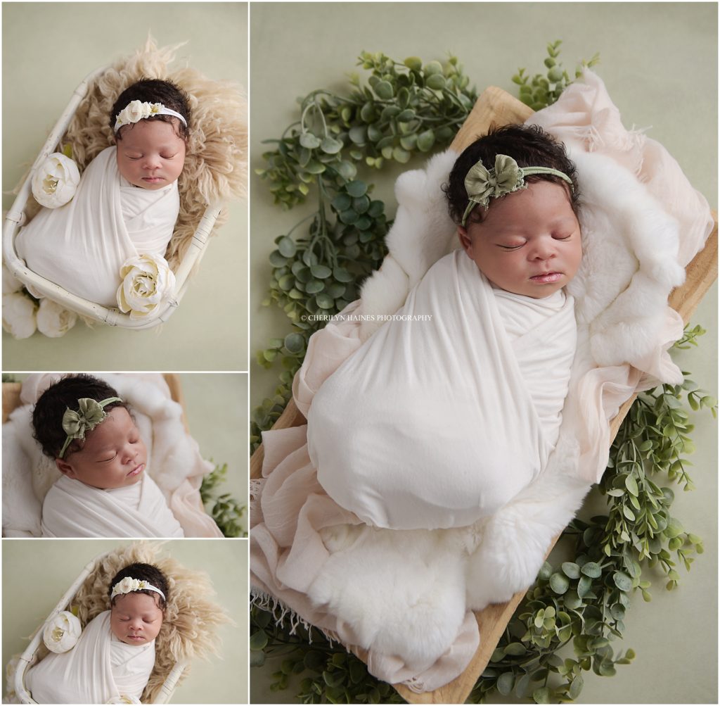 greenery added to newborn session setups with cherilyn haines in denham springs, louisiana