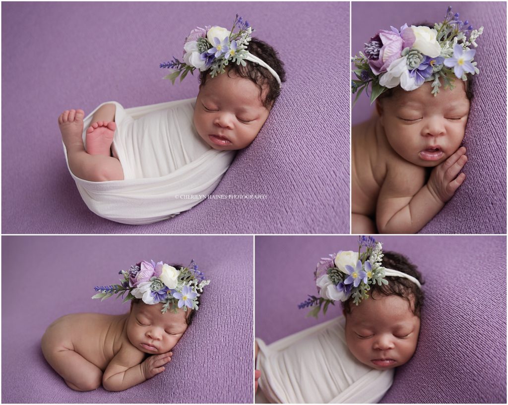 lavender themed newborn session with cherilyn haines photography in baton rouge, louisiana