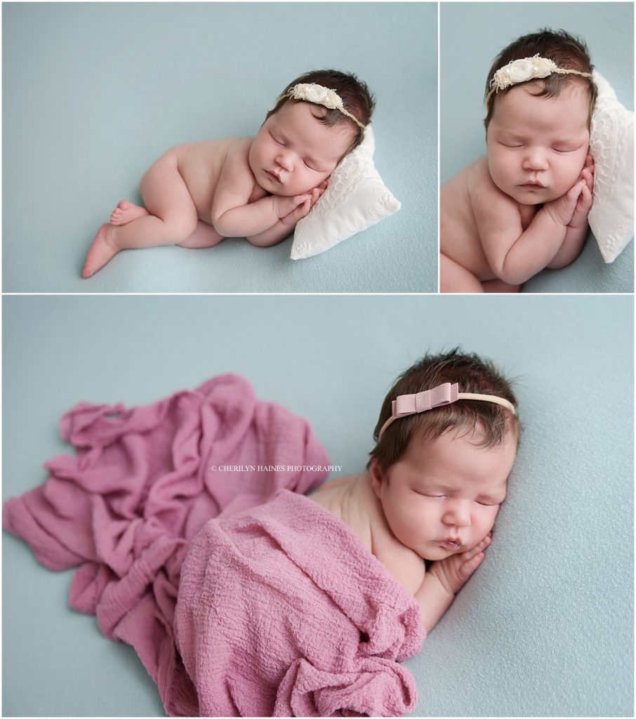 pink and aqua themed newborn session in baton rouge, louisiana