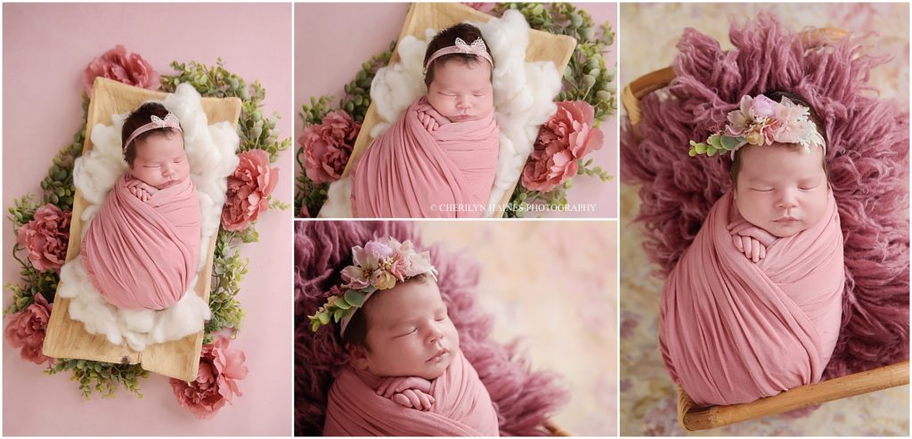 pink floral themed baby session in baton rouge, louisiana