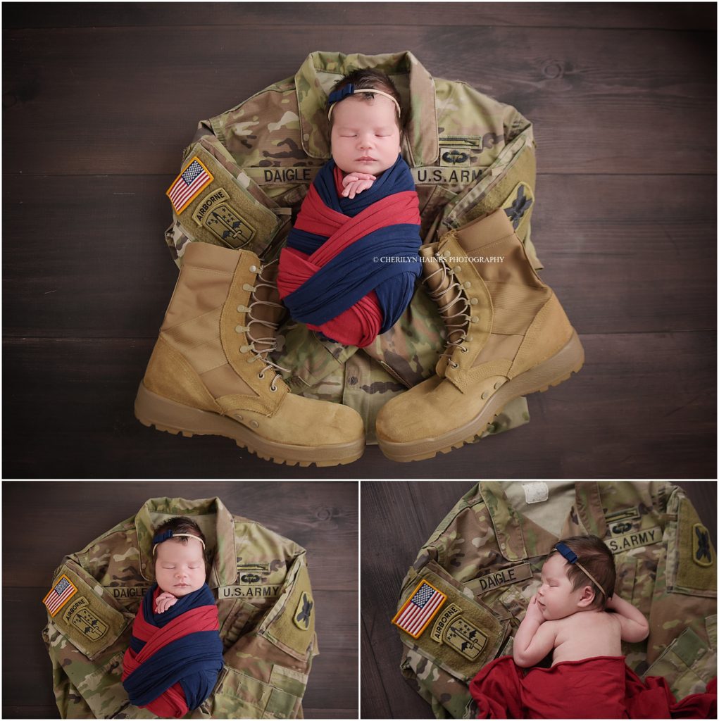 army themed newborn session in Baton Rouge, louisiana with Cherilyn Haines
