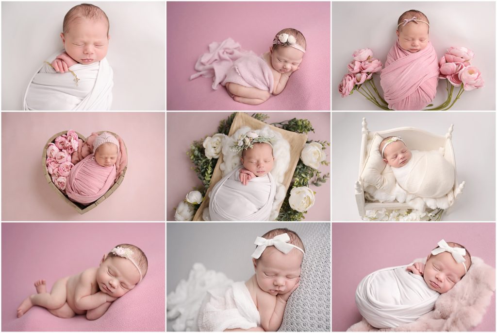 13 day old newborn baby girl is photographed at her newborn session with cherilyn haines photography in baton rouge, louisiana. Cherilyn incorporated lots of pinks, florals, and lace to make her session super girly. Cherilyn Haines is a fine art maternity, newborn, and baby photographer in the Baton Rouge, Louisiana area.