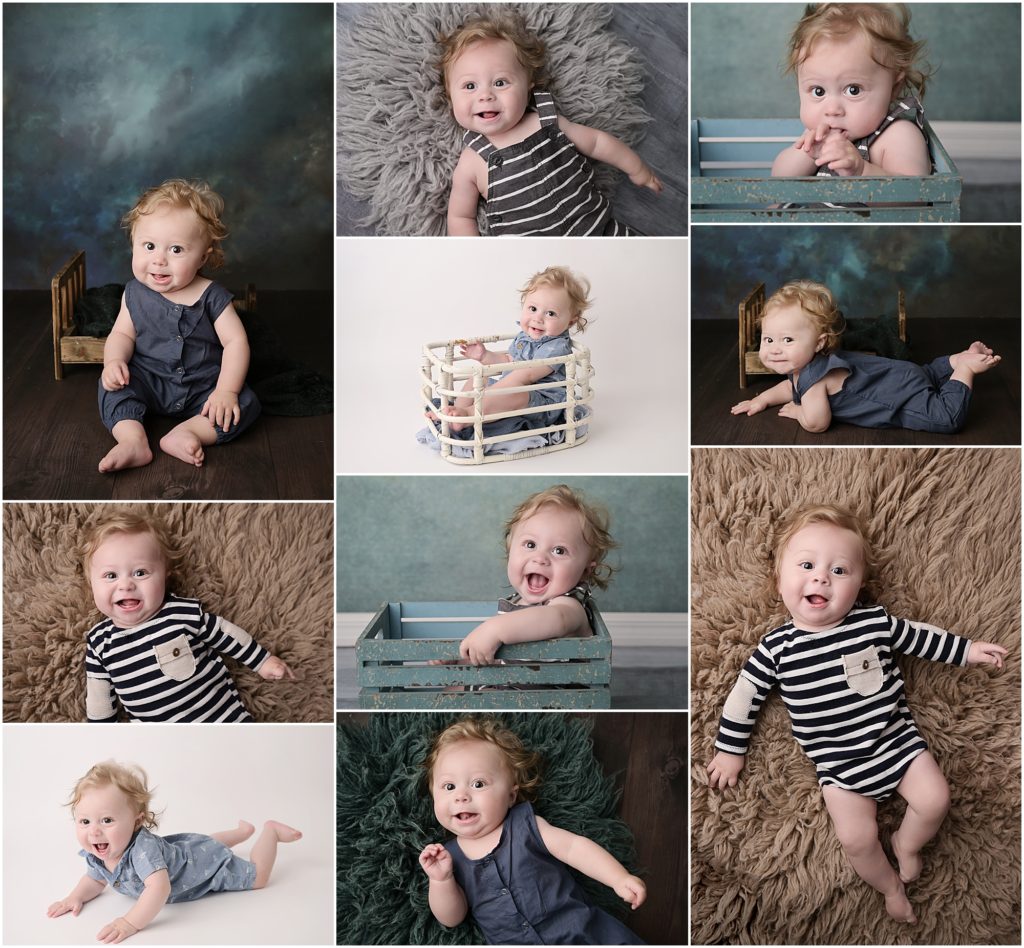 portrait session of a 6 month old baby boy photographed by cherilyn haines photography; this baby boy was photographed as a newborn and a 6 month old and will also have a 1 year session at her Baton Rouge, Louisiana studio.