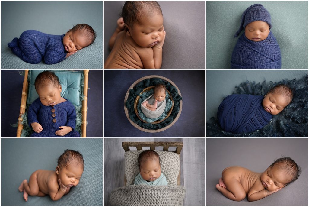 15 day old newborn baby is photographed by cherilyn haines photography. His session is styled using blues, light teals, and grays. Cherilyn is a fine art maternity, newborn, and baby photographer in the Baton Rouge, LA and surrounding areas. 
