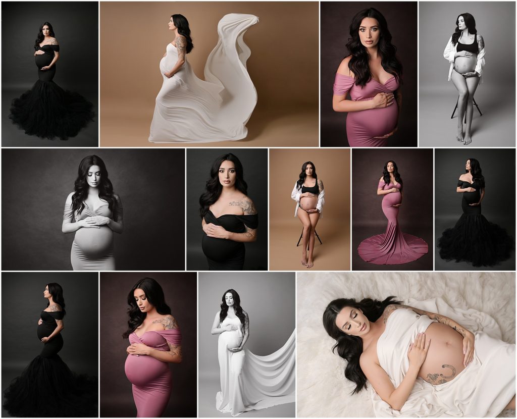 Gorgeous mama-to-be is photographed in a fine art maternity shoot with Cherilyn Haines Photography in Baton Rouge, Louisiana. She is photographed wearing two gowns from Cherilyn's collection as well as a tossing fabric. Cherilyn Haines is a fine art maternity, newborn, and baby photographer who services Baton Rouge, New Orleans, Hammond, Denham Springs, Lake Charles, and Lafayette, Louisiana as well as Houston, Texas.