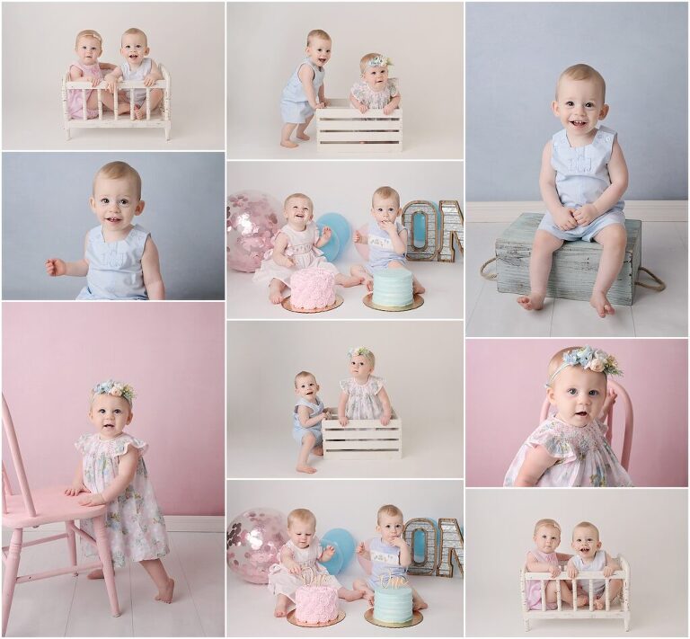 1 year old boy and girl twins are photographed by cherilyn haines photography in baton rouge, louisiana.