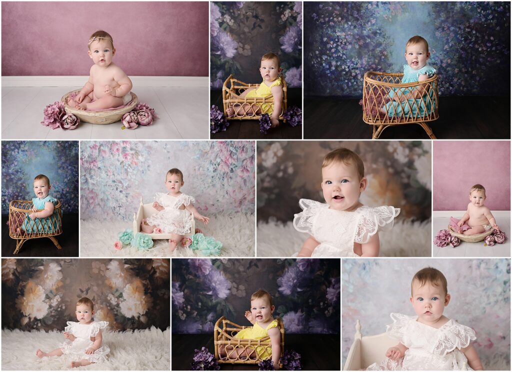 7 month session with a baby girl photographed by cherilyn haines photography at her studio in baton rouge, louisiana. Cherilyn is a fine art maternity, newborn, and baby photographer who services Baton Rouge, Denham Springs, New Orleans, Lake Charles, and Lafayette, Louisiana.