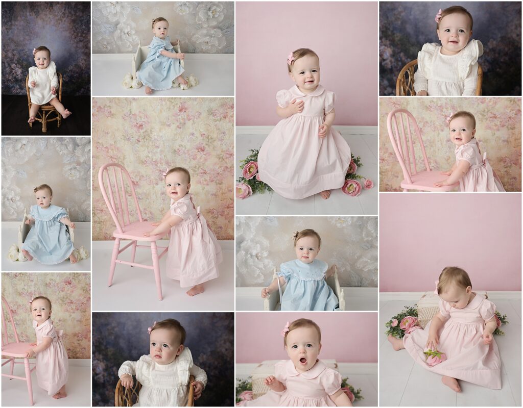 1 year portrait session with cherilyn haines photography in baton rouge, louisiana. Cherilyn has photographed this baby girl as a newborn, a 6 month old, and a 1 year old.