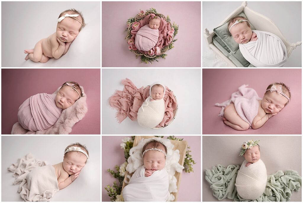 10 day old newborn baby girl is photographed by Cherilyn Haines at her studio in Baton Rouge, Louisiana. Cherilyn is a fine art maternity, newborn, and baby photographer who services Denham Springs, Baton Rouge, New Orleans, Hammond, Lake Charles, and Lafayette, Louisiana