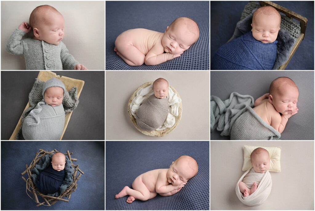 two week old newborn baby boy is photographed by cherilyn haines photography at her studio in baton rouge, louisiana. Cherilyn is a fine art maternity, newborn, and baby photographer who photographs clients from denham springs, baton rouge, new orleans, hammond, metairie, lake charles, and lafayette, louisiana.