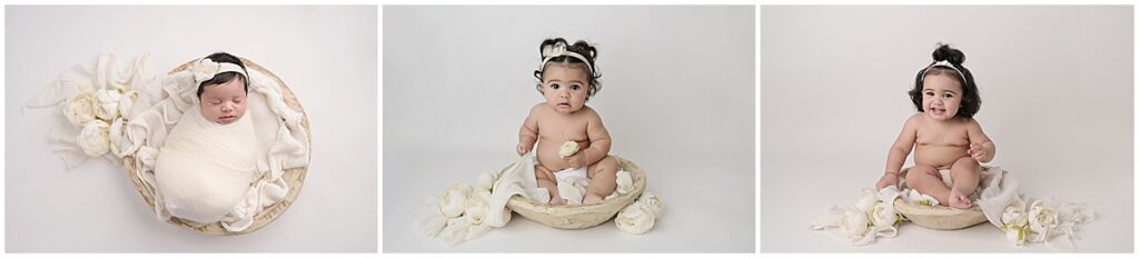newborn, 6 month, and 1 year progression shots by Cherilyn Haines Photography in Baton Rouge, Louisiana.