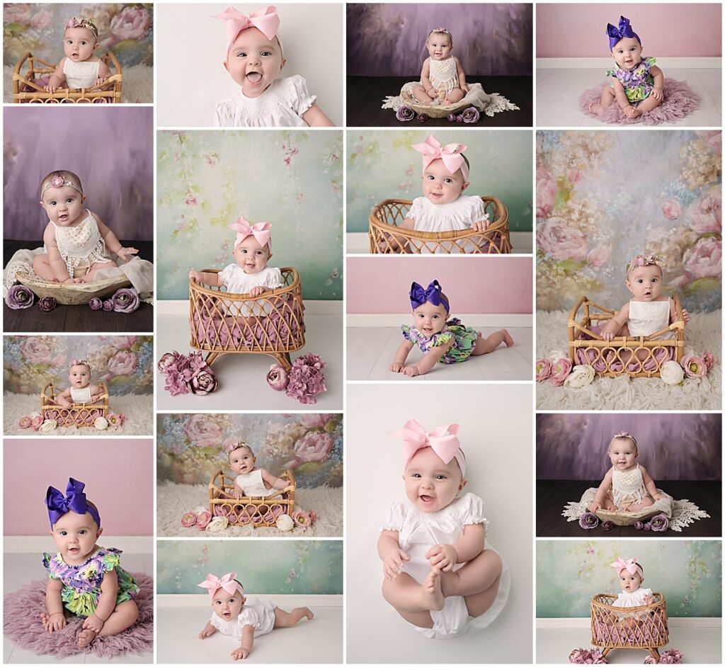 6 month old baby girl is photographed at Cherilyn Haines photography's studio in Baton Rouge, Louisiana