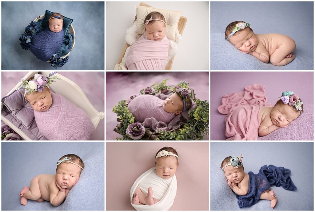 blue and purple themed newborn portrait session with Cherilyn Haines Photography in Baton Rouge, Louisiana. Cherilyn Haines Photography specializes in fine art maternity, newborn, and baby photography and services clients from Baton Rouge, Denham Springs, New Orleans, Hammond, Lafayette, and Lake Charles, Louisiana.