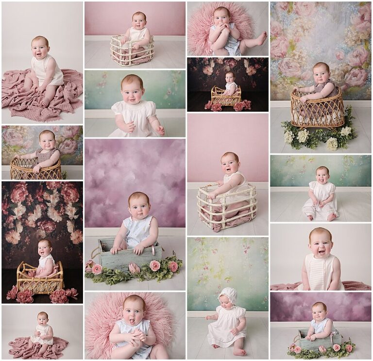 6 month portraits of red-headed baby girl photographed by Cherilyn Haines Photography at her studio in Baton Rouge, Louisiana.