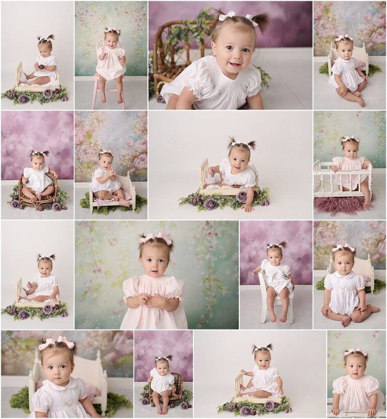 1 year portrait session in baton rouge, Louisiana with Cherilyn Haines Photography. Cherilyn has photographed this baby girl as a newborn, a 6 month old, and as a 1 year old. 