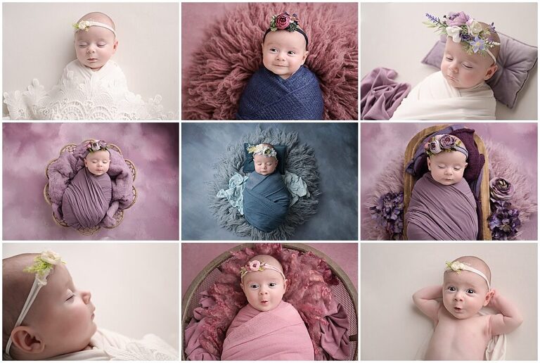 3 month old baby girl is photographed by Cherilyn Haines photography at her studio in Baton Rouge, Louisiana. This baby girl is photographed both awake and sleeping on different colorful backdrops.