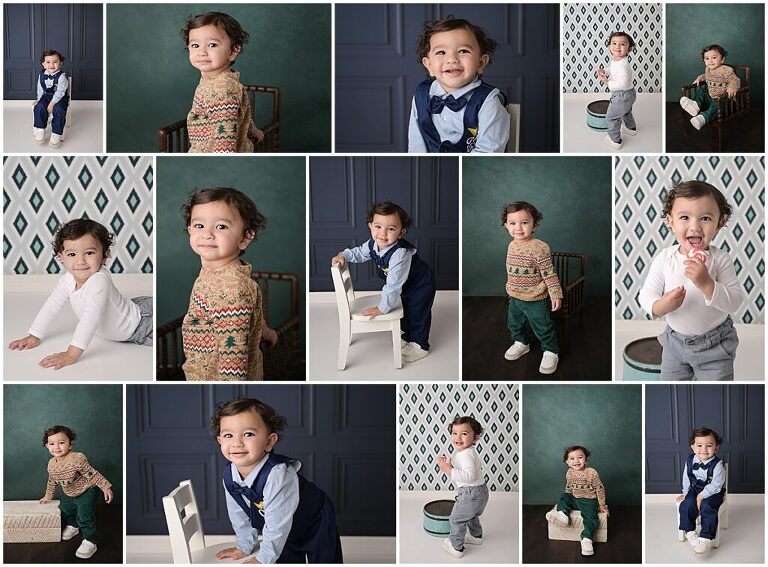 1 year old baby boy is photographed by Cherilyn Haines photography at her studio in Baton Rouge, Louisiana. Cherilyn has also photographed him as a newborn and a 6 month old.