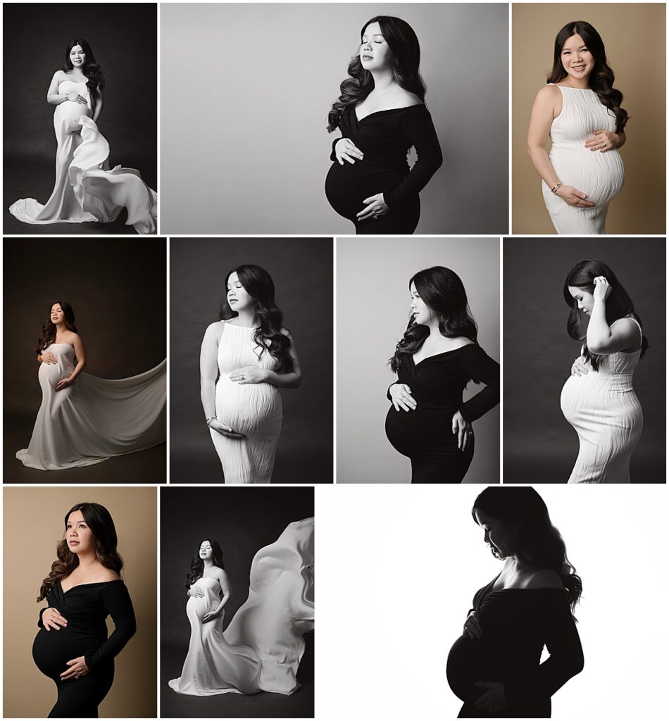 Classic studio maternity portrait session in Baton Rouge, Louisiana with Cherilyn Haines Photography; Cherilyn Haines is a studio fine art maternity, newborn, and baby photographer.
