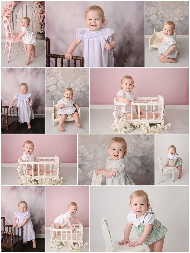 1 year old baby girl is photographed by Cherilyn Haines photography at her studio in baton rouge, louisiana. 