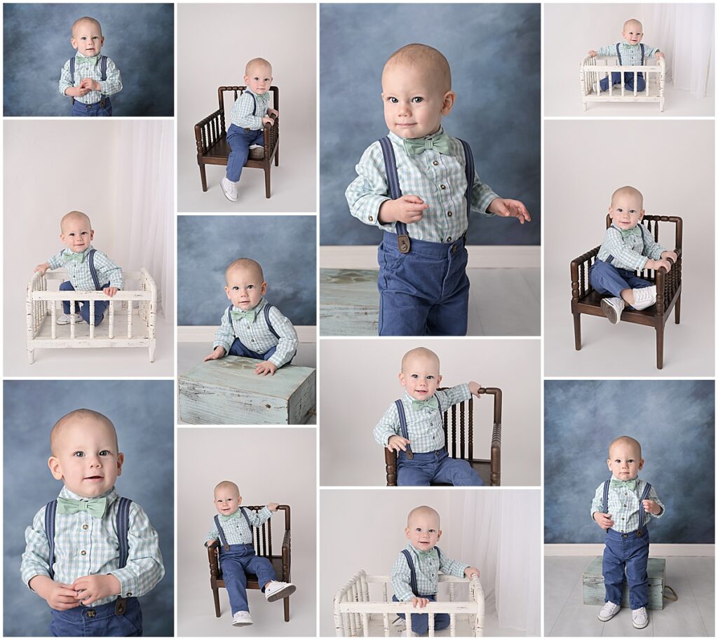 1 year old session with baby boy wearing suspenders photographed by Cherilyn Haines photography in Baton Rouge, Louisiana