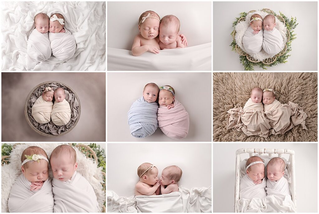 boy girl twins newborn portrait session photographed by Cherilyn Haines photography at her studio in Baton Rouge, Louisiana