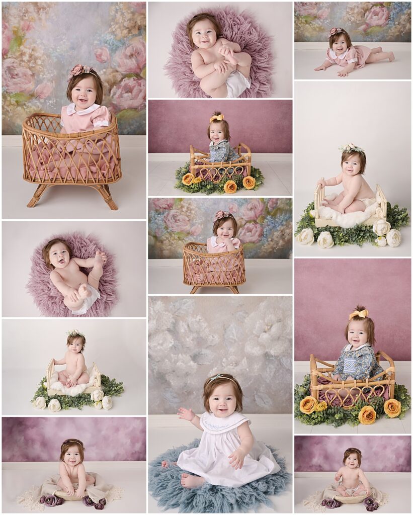 6 month old baby girl is photographed by Cherilyn Haines photography at her studio in Baton Rouge, Louisiana