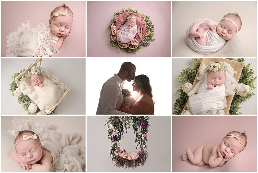 14 day old newborn baby girl is photographed by Cherilyn Haines photography at her studio in Baton Rouge, Louisiana.