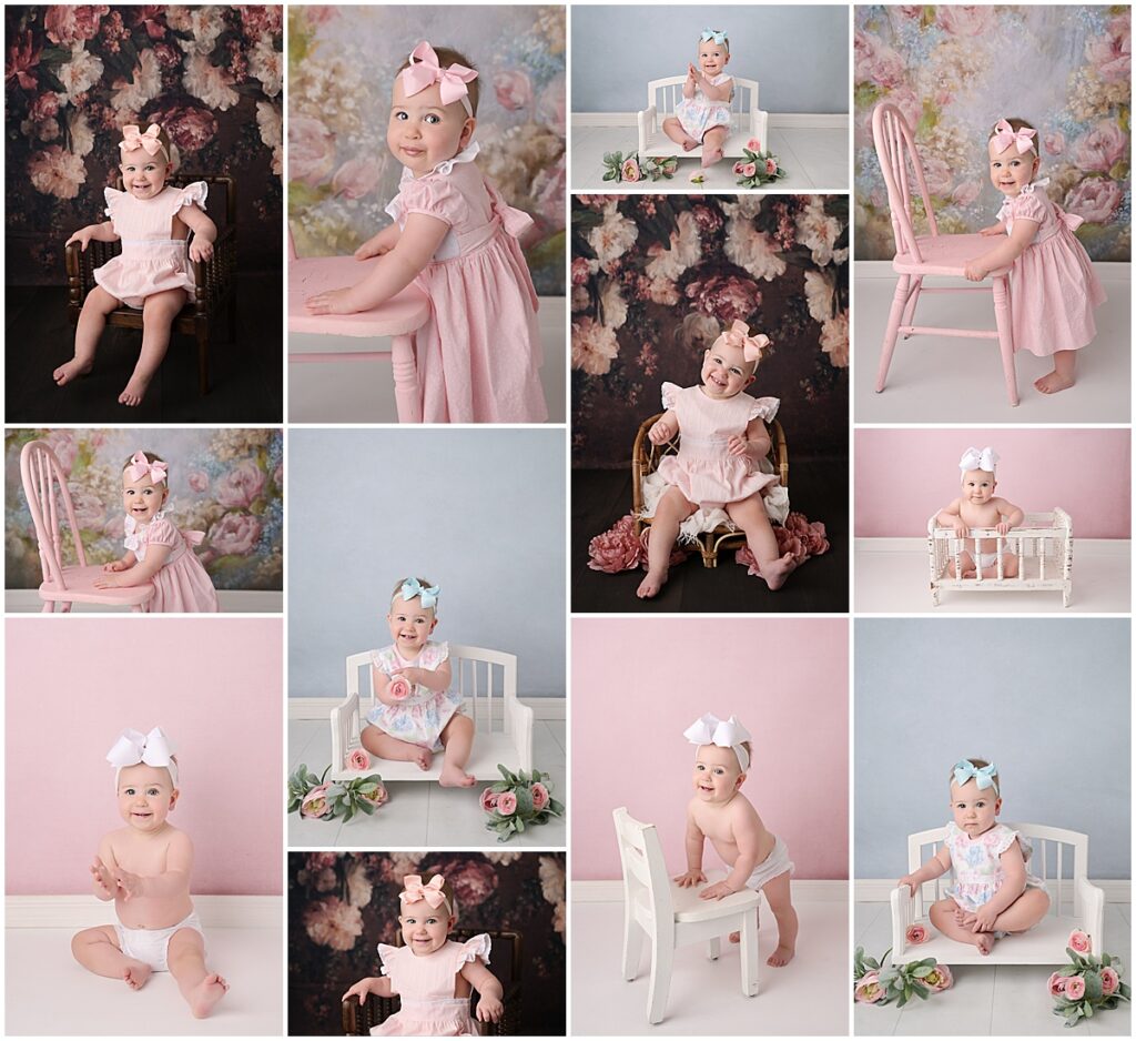 1 year old baby girl is photographed by Cherilyn Haines photography at her studio in Baton Rouge, Louisiana.