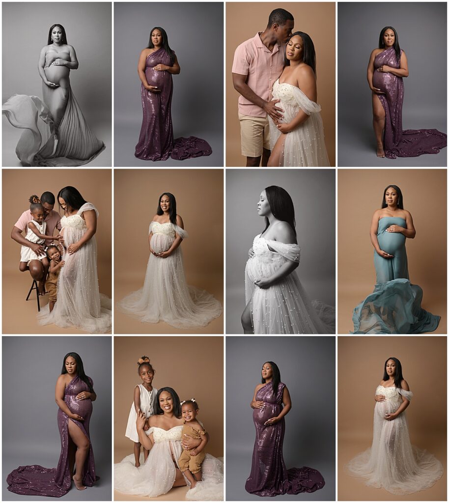 Fine art maternity portrait session with Cherilyn Haines Photography in Baton Rouge, Louisiana. Pregnant mom is photographed with her 2 daughters and her husband.