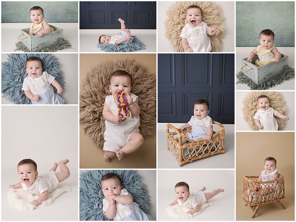 6 month old baby boy is photographed by Cherilyn Haines photography at her studio in Baton Rouge, Louisiana