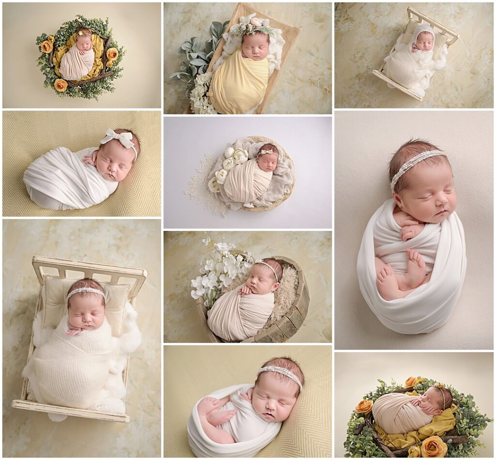 8 day old baby girl is photographed by Cherilyn Haines photography at her studio in Baton Rouge, Louisiana