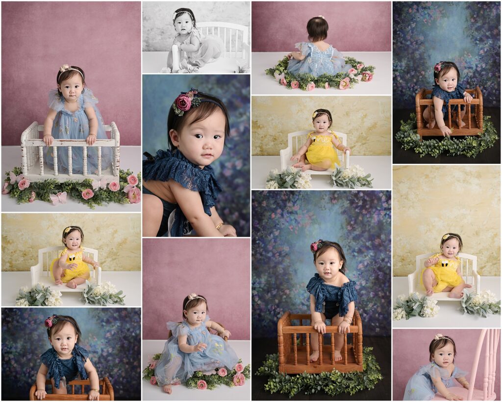 1 year old newborn baby portrait session with Cherilyn Haines Photography in Baton Rouge, Louisiana; floral themed 1 year session