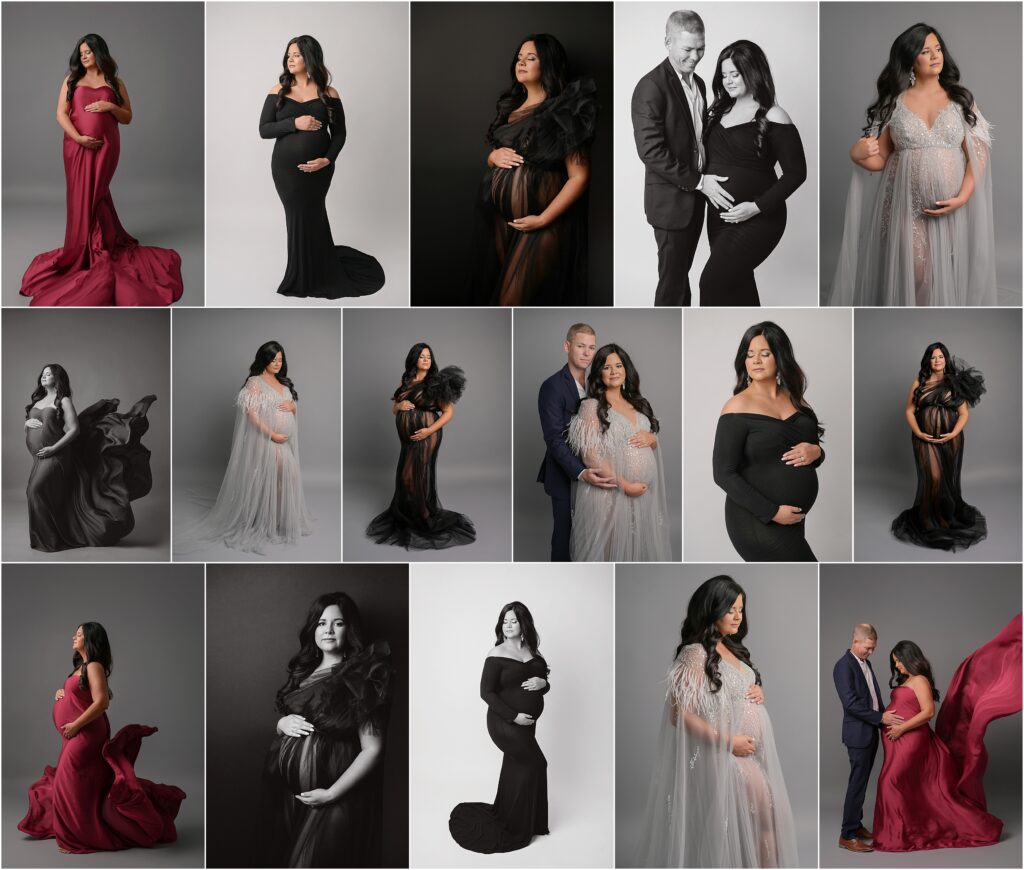 formal, glam maternity portrait session with Cherilyn Haines Photography at her Baton Rouge, Louisiana studio.