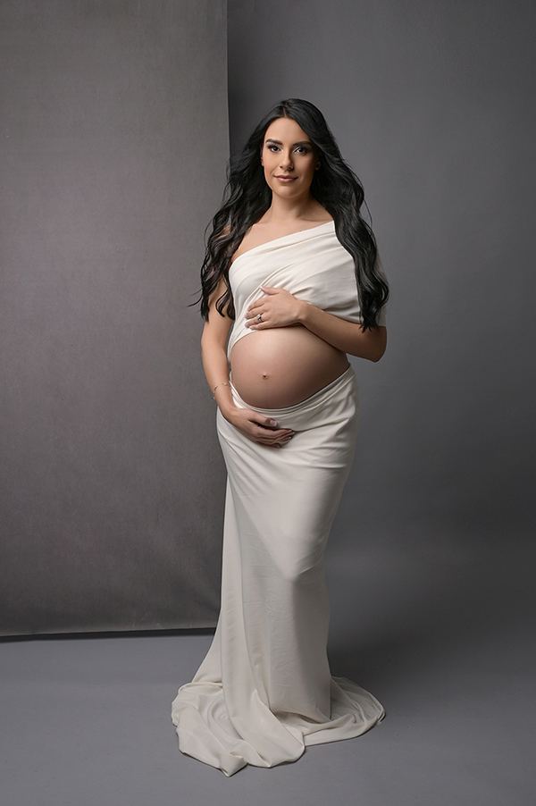 Luxury Maternity Portrait in Baton Rouge with soft fabrics