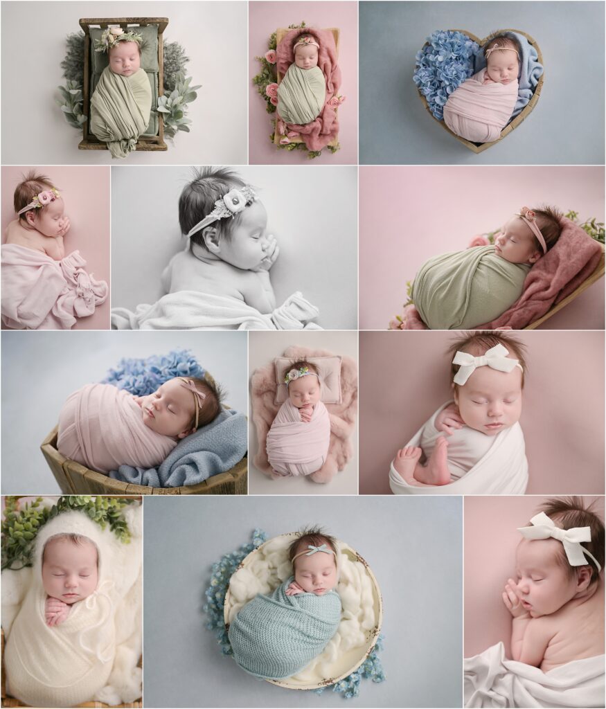 Classically styled baby girl newborn portrait session in Baton Rouge, Louisiana