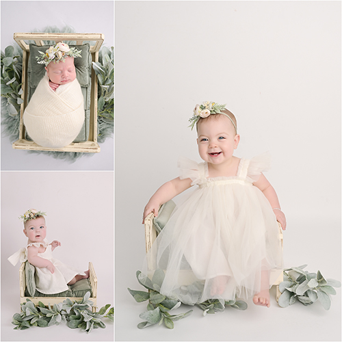 Classic Newborn, Sitter, and 1 Year Portraits of a Baby Girl in Baton Rouge, Louisiana